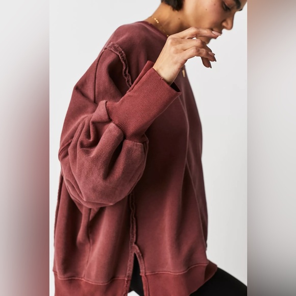 Free People Camden Oversized Pullover In Russet Acorn - Picture 3 of 3